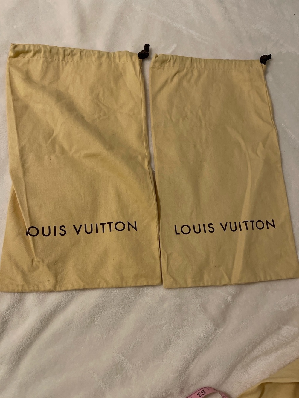 Authentic Louis Vuitton Dust Bag Set of 2 Beige Drawstring Storage Bags